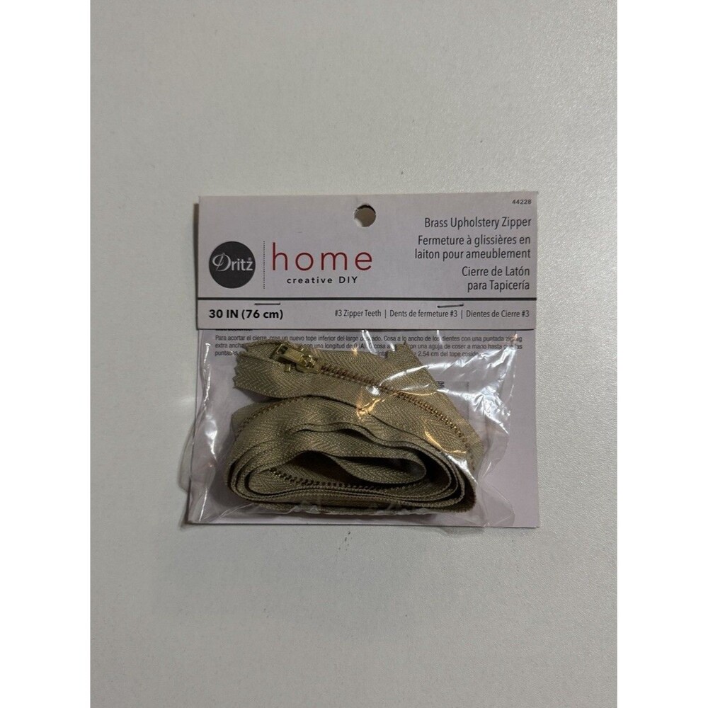 Dritz 44228 Brass Upholstery Zipper 30 Inch Beige Prym Use for pillows Slipcover